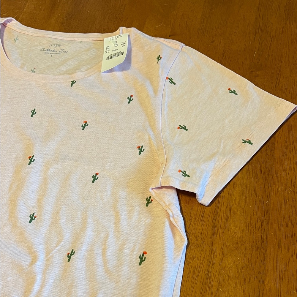 J. Crew Pink  Collectors T-Shirt with Cactus Print Size L - Picture 4 of 5